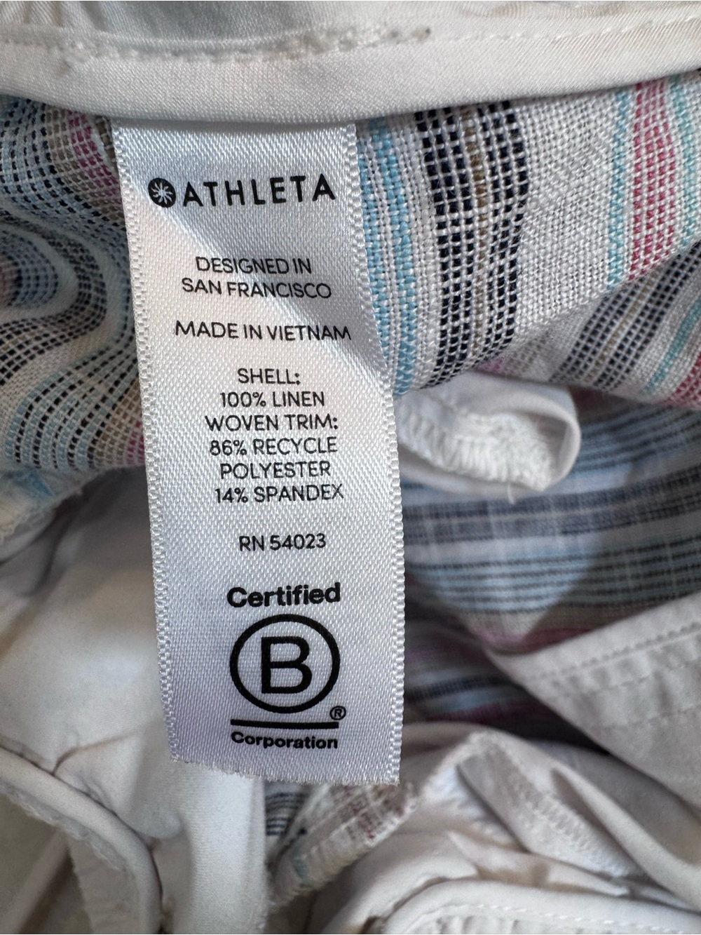 Athleta 100% Linen Striped Boardwalk Shorts White Multicolor Size 8 - Picture 6 of 8